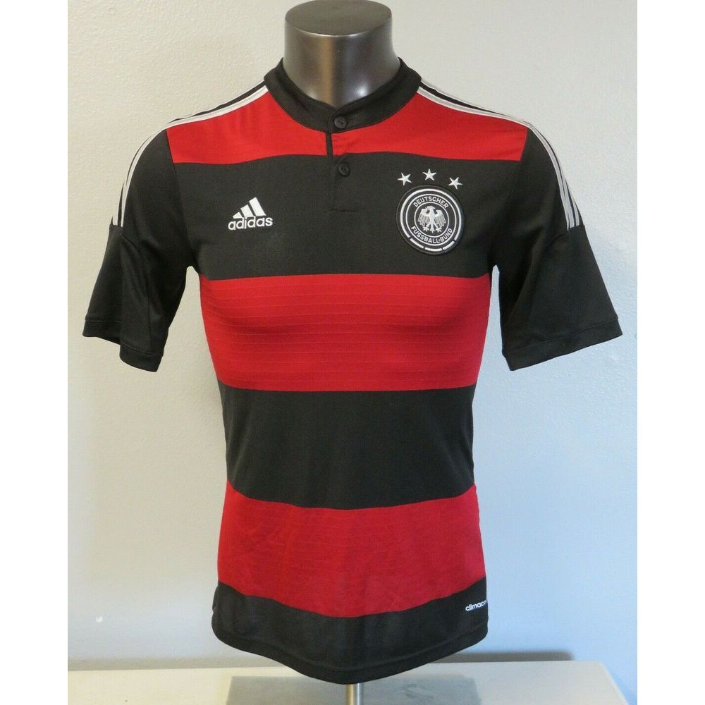 Mens adidas Duetscher Fussball Bund Short Sleeve Shirt Sz S Climacool Red Black‎
